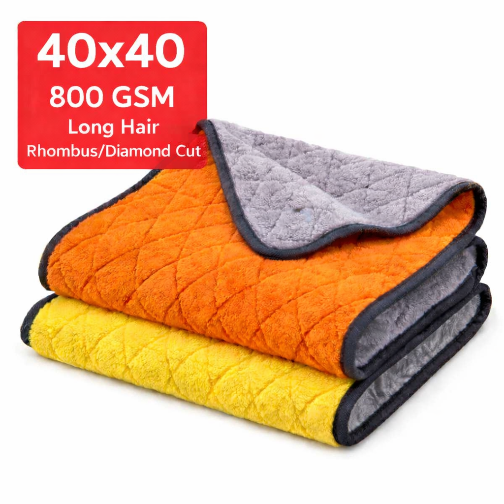 40x40-800GSM-LongHair-Rhombus-ProductImage Microfiber Cleaning Cloth (40x40 cm - 800 GSM | Long Hair | Rhombus/Diamond Pattern) - Image 1