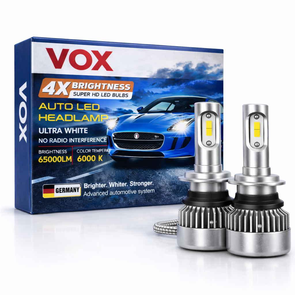 70W Standard Product Image VOX LED Headlight Bulb – 70W Standard – H4 / 9005 / H11 – 6000K Pure White – Car Auto Light (Set of 2) - Image 1