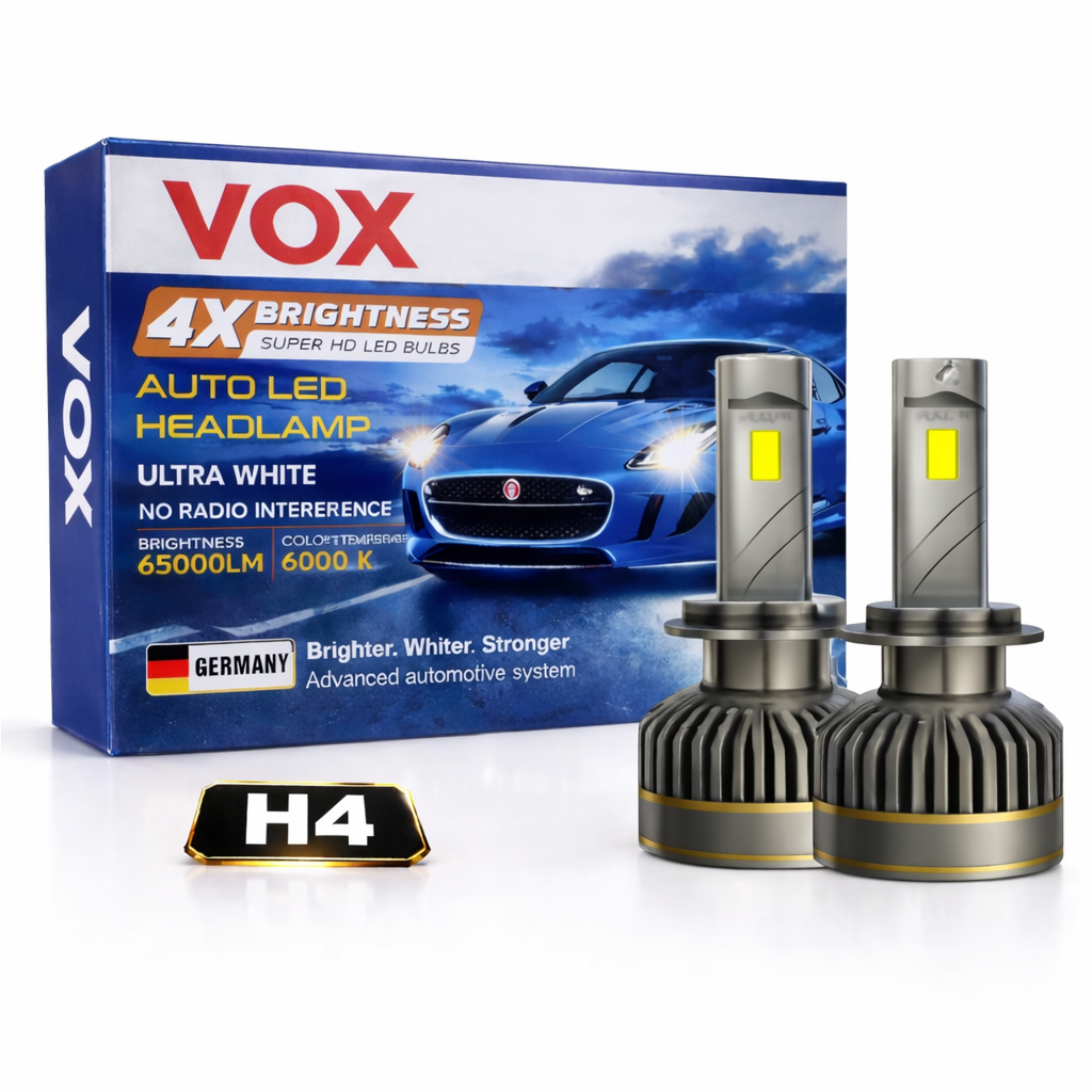 130W H4 product imge VOX H4 LED Headlight Bulb 130W – Dual Beam High/Low – 6000K – High Power (Set of 2) - Image 1