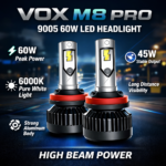 VOX 9005 LED Headlight Bulb 60W M8 Pro – High Beam – 6000K (Set of 2) - Image 2