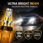 VOX H4 LED Headlight Bulb 180W Gold Pro Series – Dual Beam High/Low – 6000K – 4 Copper Core (Set of 2) - Image 3