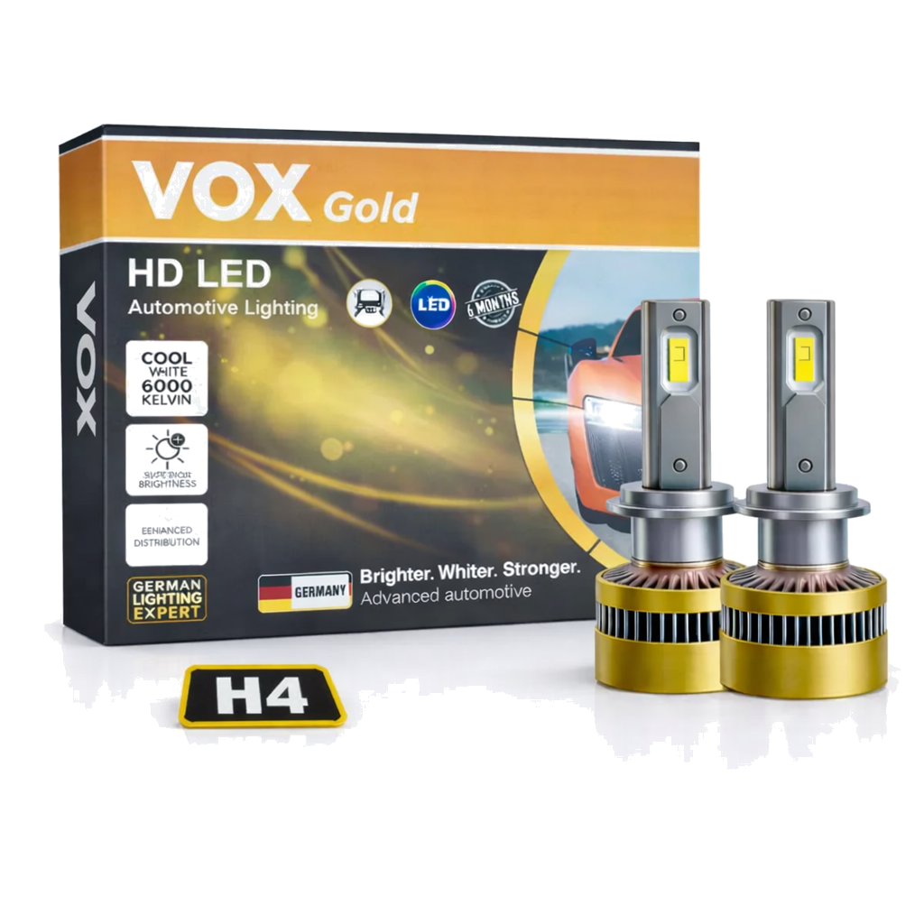 180W H4 Product image5 VOX H4 LED Headlight Bulb 180W Gold Pro Series – Dual Beam High/Low – 6000K – 4 Copper Core (Set of 2) - Image 1