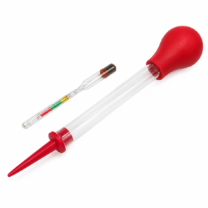 Battery hydrometer acid tester with electrolyte specific gravity float for lead-acid batteries